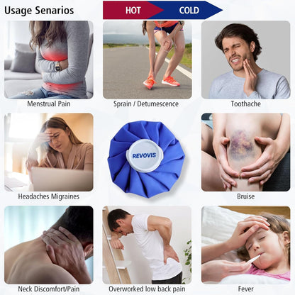 Ice Cold Pack Reusable Ice Bags Hot Water Bag for Injuries, Hot & Cold Therapy and Pain Relief with Elastic Breathable Support Wrap, 4-Pack, 3 Sizes (6"/9"/11") For Hot Therapy is 60℃ (4 IN 1)