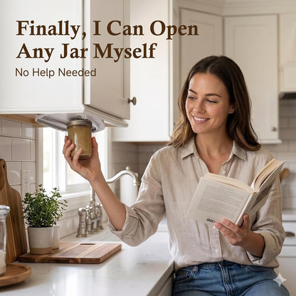 Upgraded Under Cabinet Jar Opener: One-Hand Jar & Can Opener for Stubborn Lids, Easier Grip for Tight Lids, Stainless Steel Teeth