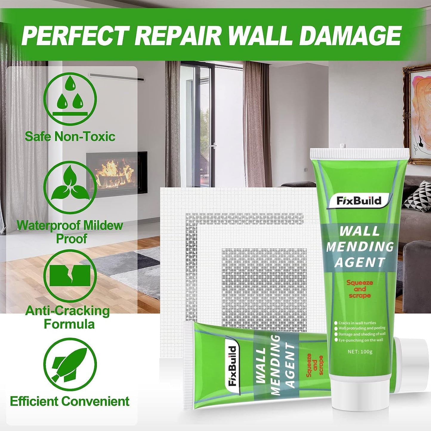 Drywall Repair Kit, 13 Piece Aluminum Wall Repair Patch Kit, 2/4/6/8 inch Aluminum Drywall Patch, Quick Fix Plaster