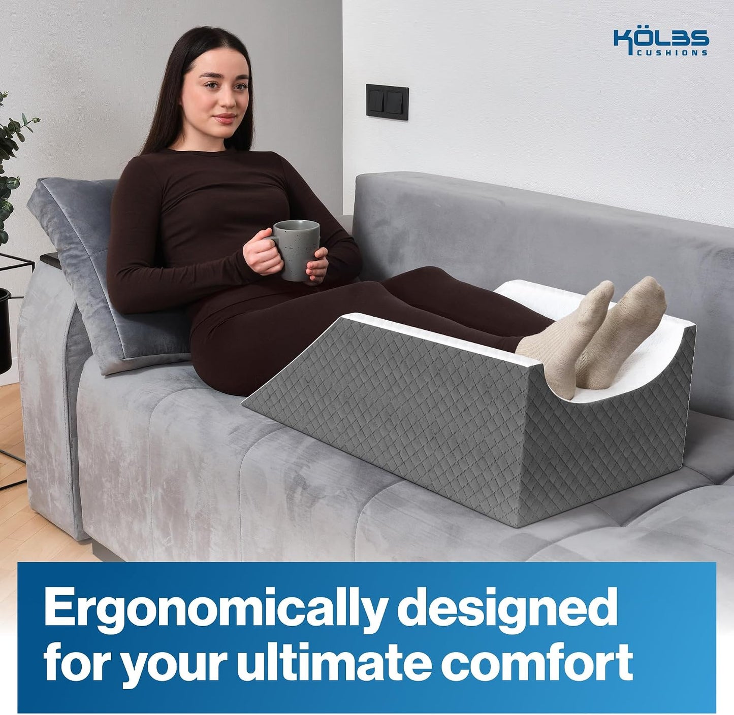Kolbs Double Leg Elevation Pillow | Post Surgery Leg Pillow | Stylish Chic Jacquard Cover