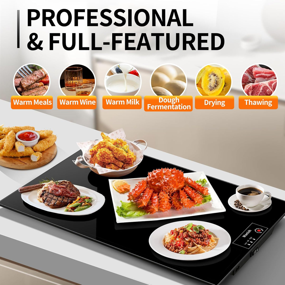 Electric Warming Tray,Extralong 47"x12",Tempered Glass Warming Mat for Food