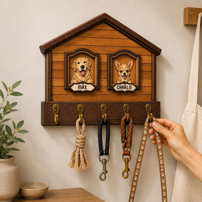 Dog Leash Holder Wall Mount, Pet Harness Hanger with Scrabble Letters, Dog Collar Organizer for Entryway, Memorial Cat Leash Holder for Wall, Pet Loss Gifts, Keepsake, Home Decor PF212-NAT