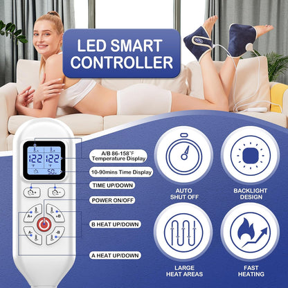 Cordless Foot Warmer with Heat and Massage - Rechargeable Heating Pad for Feet, 3 Temp & Vibration Levels, 60 Min Timer for Plantar Fasciitis, Ankle Pain, Cold Feet at Home, Office, Sleeping
