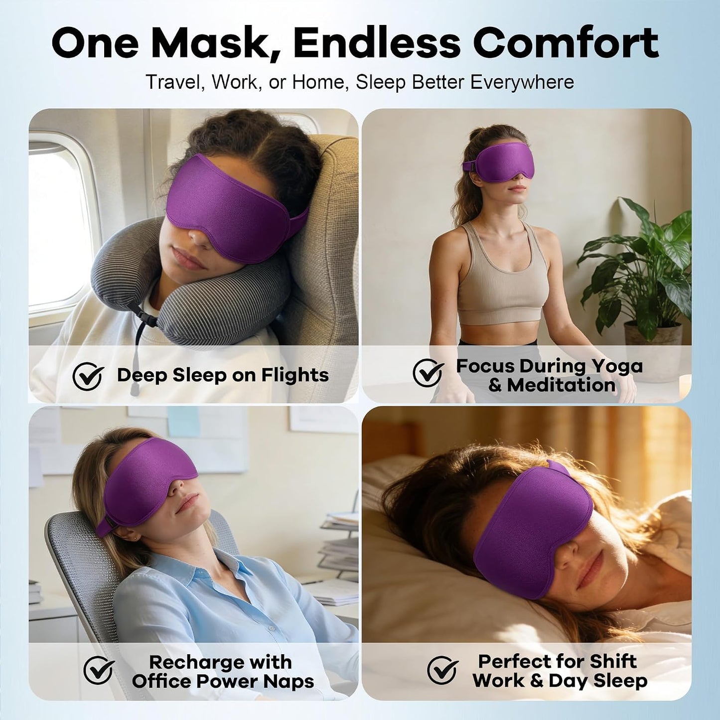 Blackout Weighted Eye Mask for Sleeping, 3D Contoured Sleep Mask for Men | Gentle-Pressure, Deep Cups, Zero Eye Pressure, Airplane Travel & Night Shift Essentials, Breathable Blindfold, Black