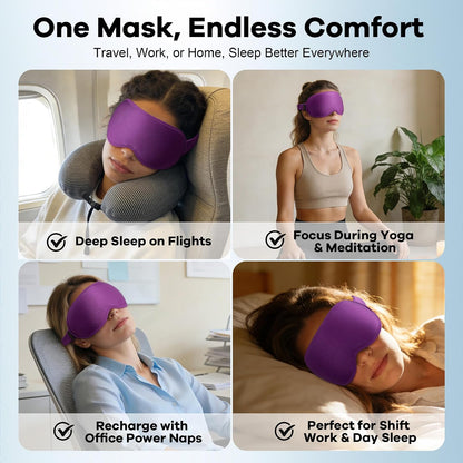 Blackout Weighted Eye Mask for Sleeping, 3D Contoured Sleep Mask for Men | Gentle-Pressure, Deep Cups, Zero Eye Pressure, Airplane Travel & Night Shift Essentials, Breathable Blindfold, Black