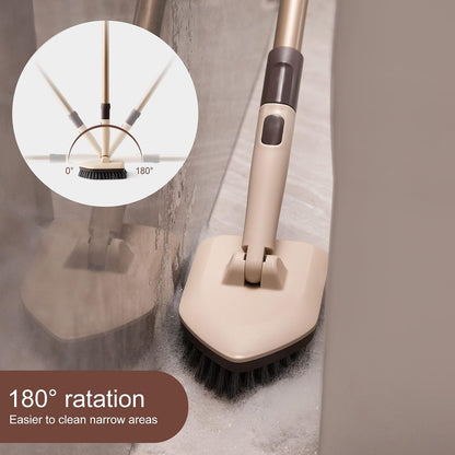 Eyliden Tub & Tile Scrubber Kit with Long Handle, 2 Different Cleaner Brush | Heavy-Duty Stiff Bristle and 2 Non-Scratch Scrub Pads, for Grout Bath Glass Kitchen Floor Shower Boat Deck RV Wash Cleaning