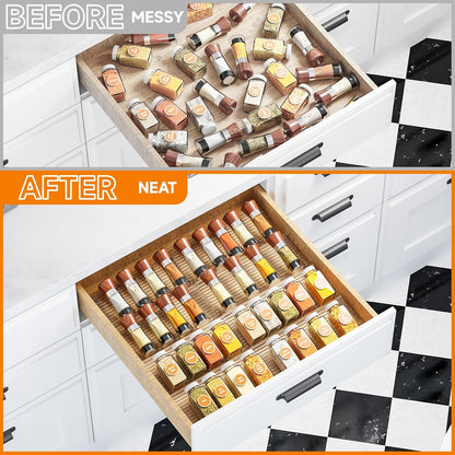 8 Pack Adjustable In Drawer Spice Organizer - Expandable From 11'' to 22'' - Acrylic Drawer Seasoning Organizer,Clear Spice Organization Tray for Cabinet Drawers Condiment,Nail Polish and Jar