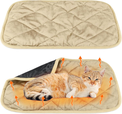 2 Pack Self Heating Cat Mat Self Warming Pet Pads Washable Kennel Mat Dog Crate Pad Reflects Body Heat Non Skid Cat Thermal Pads for Puppy Indoor Outdoor(Black,16 x 20 Inches)