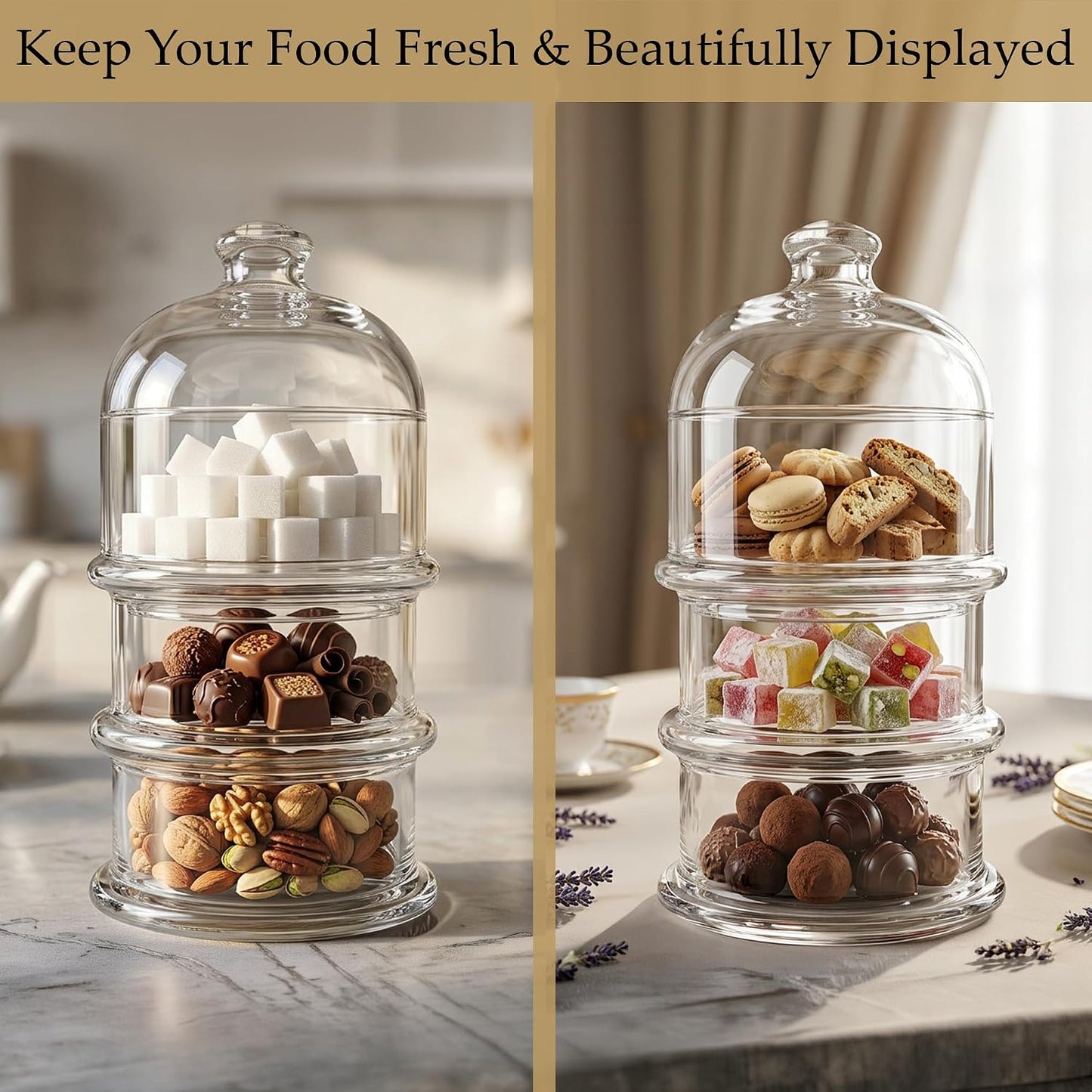Multipurpose Glass Stackable Storage Jar with Lid, Avocado, Lemon, Onion, Tomato Keeper/Saver/Holder, Home & Kitchen Organizer