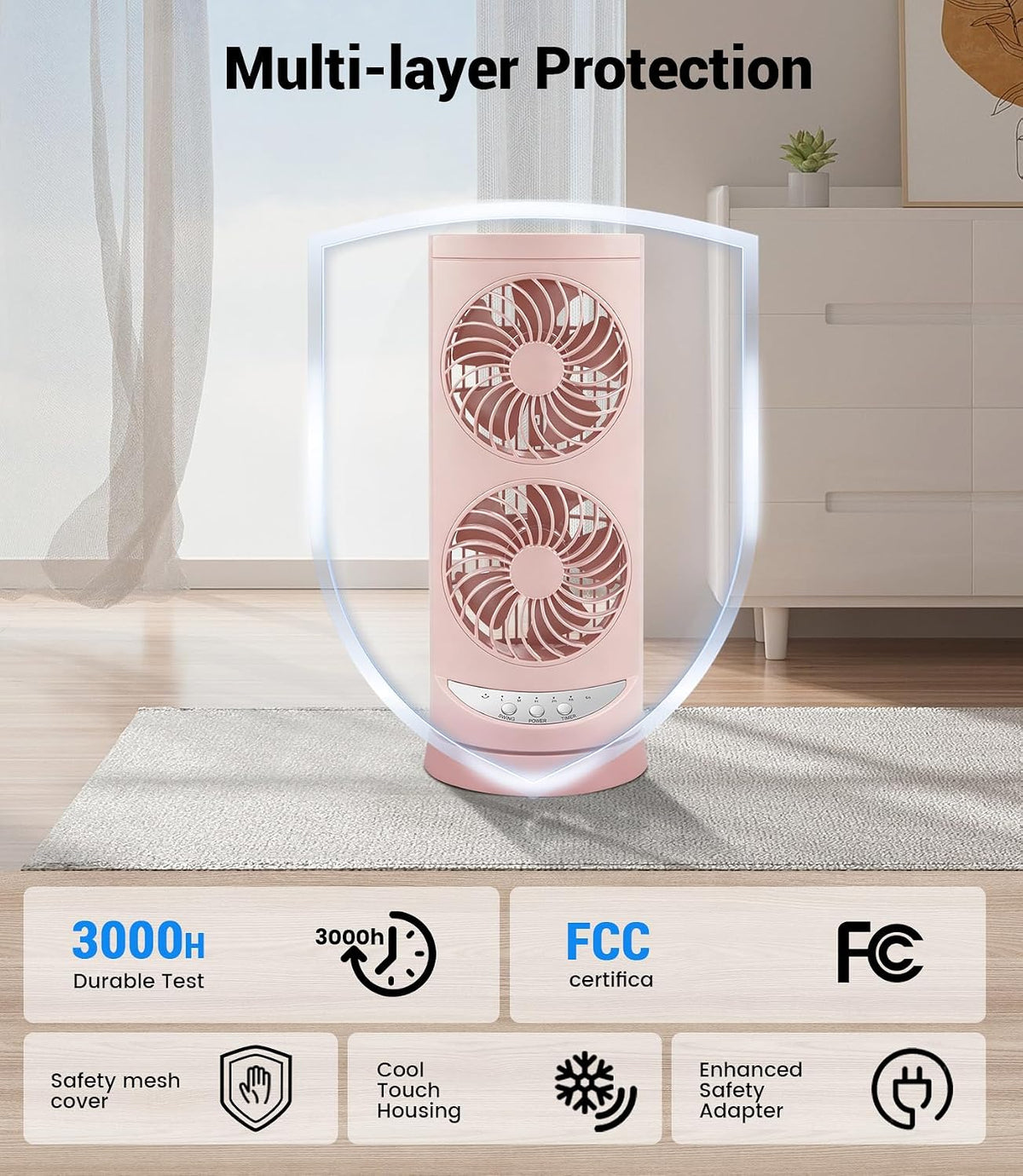 Tower Fan for Bedroom,24 ft/s Portable Desk Table Fan with Remote