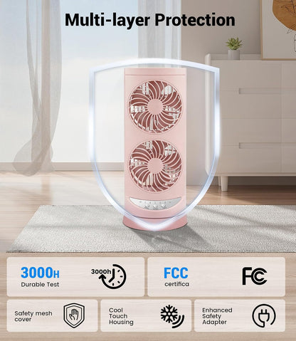 Tower Fan for Bedroom,24 ft/s Portable Desk Table Fan with Remote