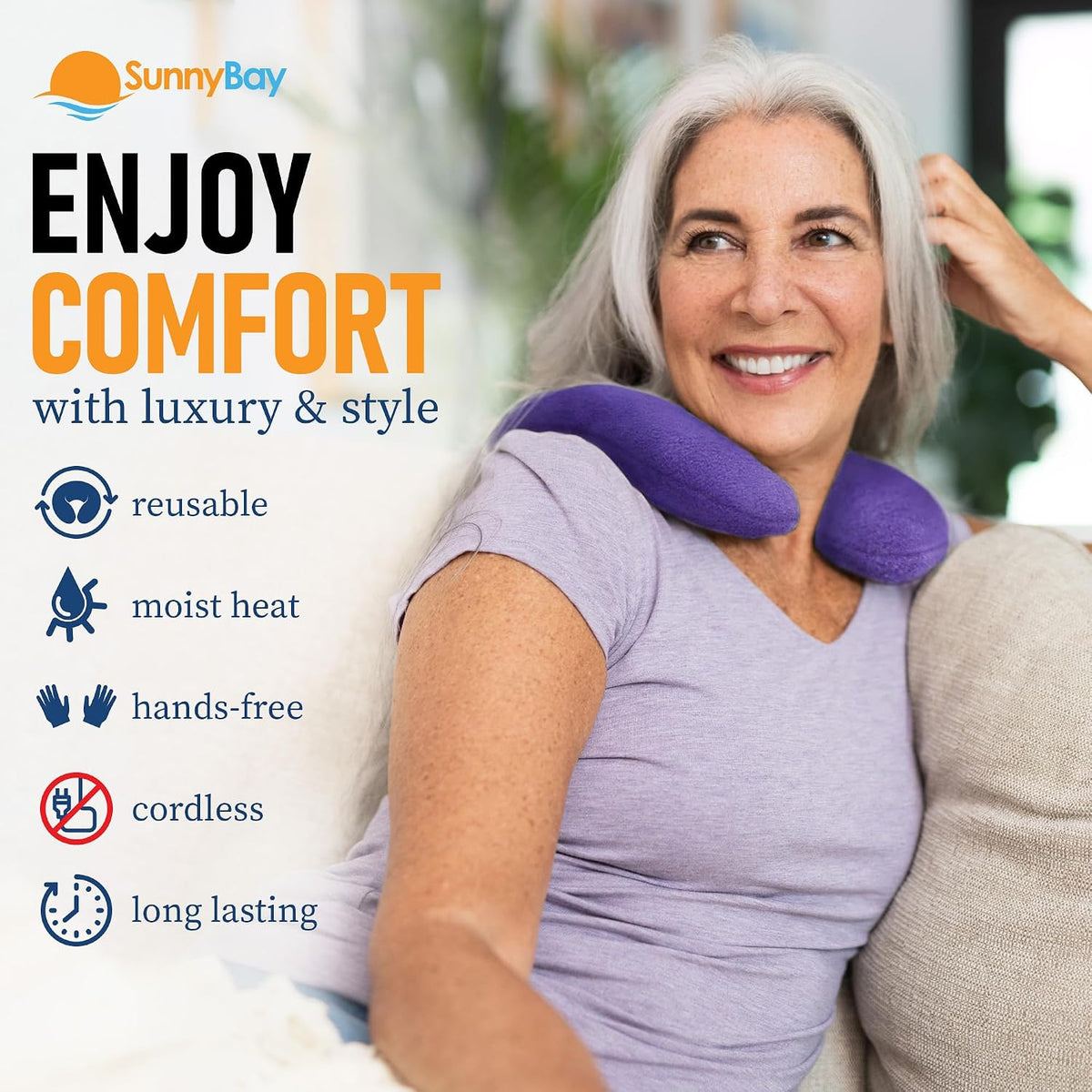 SunnyBay Microwavable Heating Pad, Neck Pillow, Flaxseed Fill, 2.5 lb, Navy