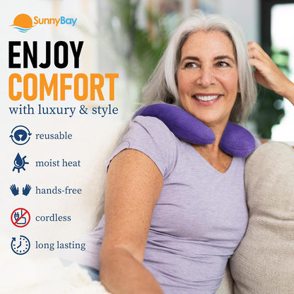 SunnyBay Microwavable Heating Pad, Neck Pillow, Flaxseed Fill, 2.5 lb, Navy