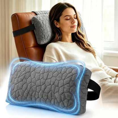 SUPA MODERN Adjustable Headrest Pillow for Recliner, Armchair & Sofa – Breathable, Non-Slip Shredded Memory Foam with Washable Cover for Neck Support & Pain Relief (Straps)