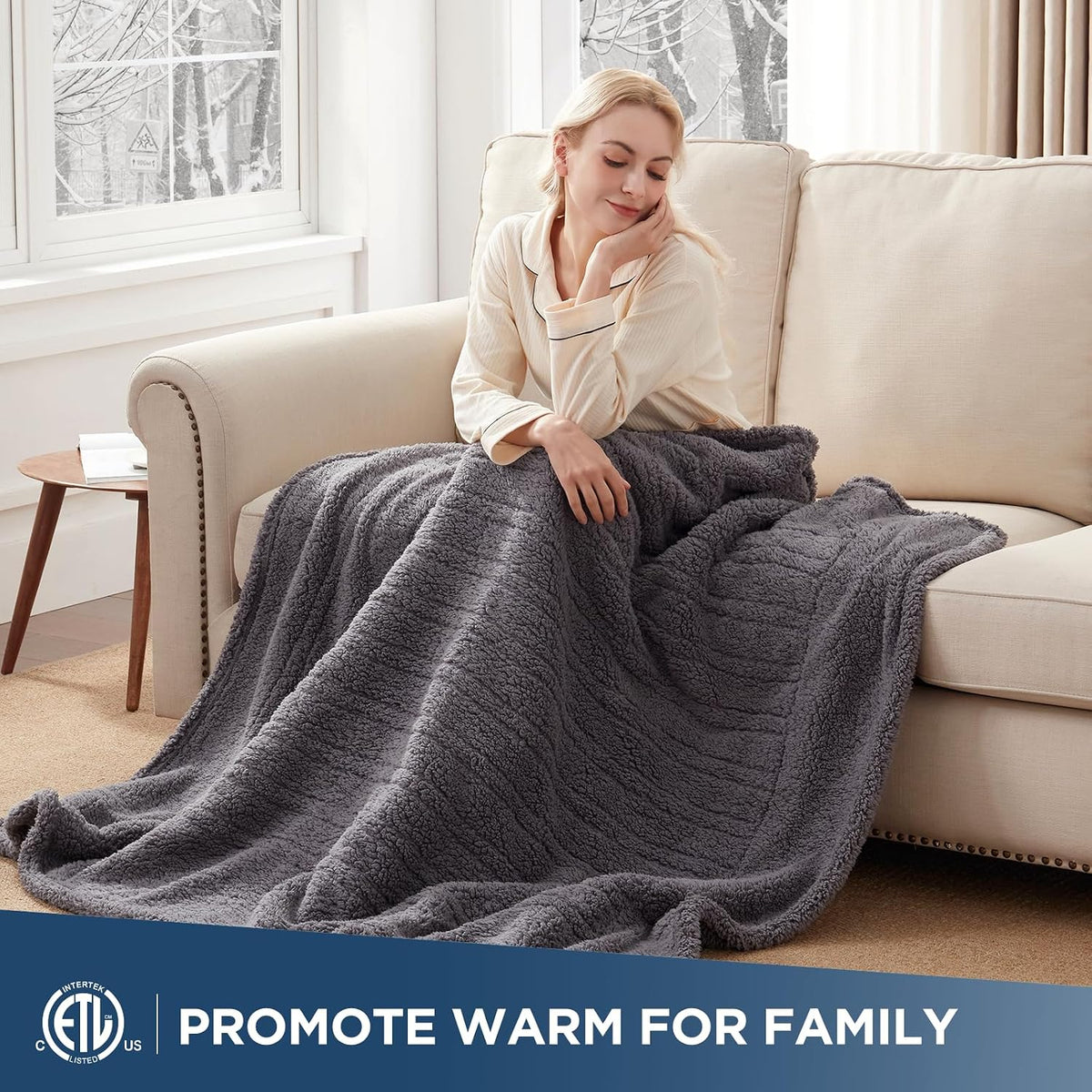 Westinghouse Electric Blanket Heated Throw, 6 Heat Settings, Grey