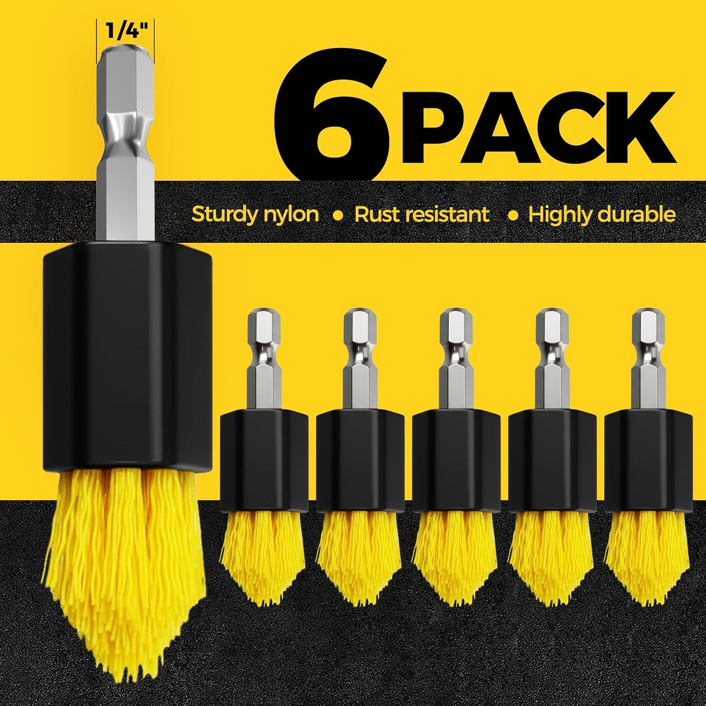 Holikme 6pcs Drill Brush Multi-Purpose & Grout Head,Crevice Cleaning Brush | 3/4”W Drill Brush Attachment Set, Corner Brush, Detailing Brushes for Home/Kitchen/Bathroom/Grout/Tile/Shower/Tub