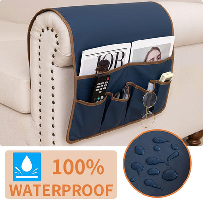 HAOMAIJIA Sofa Armrest Organizer, Remote Control Holder for Recliner Couch | Anti Slip Arm Chair Bedside Caddy Storage Organizer With 6 Pockets For Cell Phone Tv Remote Control Magazines (brown)