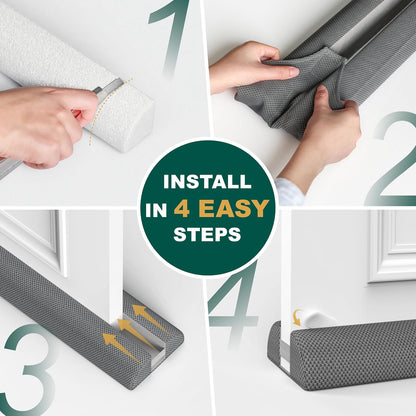 HADOR 30 Inch Door Draft Stopper, Fits 24-30" Doors, 0.5-1.7" Gaps, Gray | Double-Sided Under Door Gap Filler, Blocks Drafts, Dust, Light and Pet Hair, Easy Slide-On Fit, Machine Washable