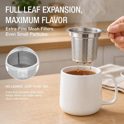 Tealyra - Sumo Porcelain Loose Tea Steeping Mug - 15oz/450 ml Ceramic Tea Cup with Infuser and Lid/Coaster - Extra Fine Stainless Steel Infusion Strainer - For Home or Office - Yellow