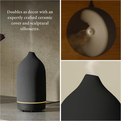 Vitruvi Stone Diffuser, Ceramic Ultrasonic Essential Oil Diffuser for Aromatherapy | Ceramic Diffuser, Diffusers for Home, Oil Diffuser, Housewarming Gift, Original Diffuser | White, 90ml Capacity