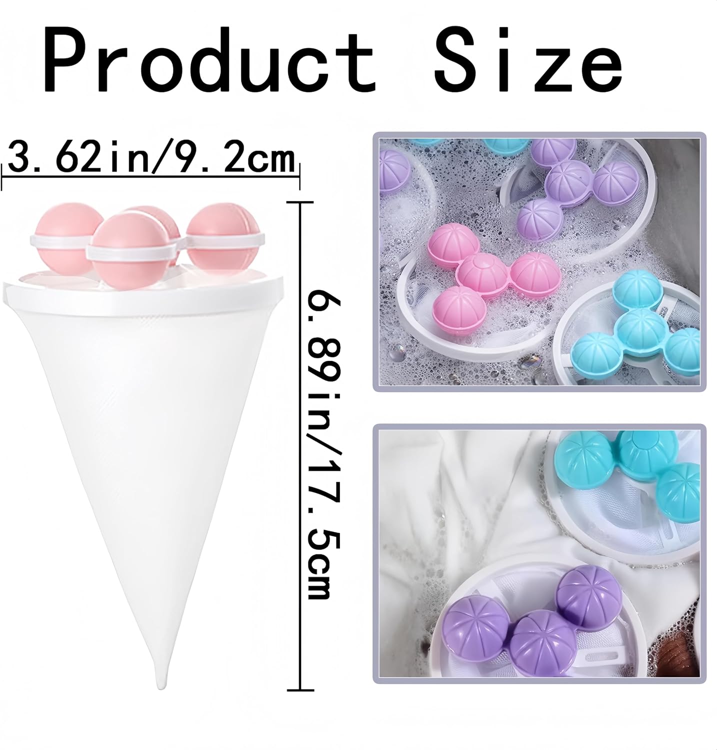 6 PCS Hair Filter Bag Floating Lint Catcher for Washing Machine Pet Hair Catcher Reusable Washing Hair Filter Cleaning Mesh Bag Dog Cat Hair Remover for Laundry(2 Styles