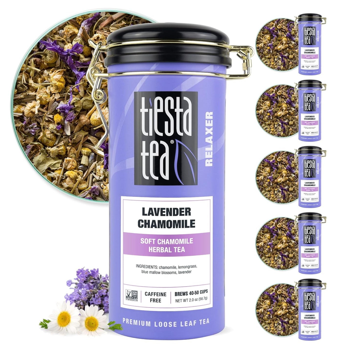 Tiesta Tea - Lavender Chamomile Herbal Tea, Loose Leaf, Calming Blend with Chamomile, Lavender, and Lemongrass, Caffeine-Free Herbal, Great for Hot or Iced, Resealable Pouch, 25 Cups, 0.9 Ounce