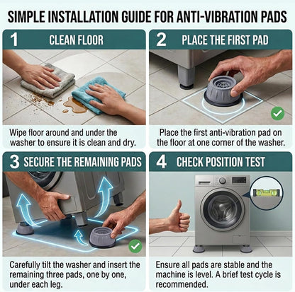 Anti Vibration Pads for Washing Machine, Washer Stabilizer and Dryer Bumper Pads - Appliance Anti Vibration Pads to Prevent Walking, Riser Feet, 4 Pack