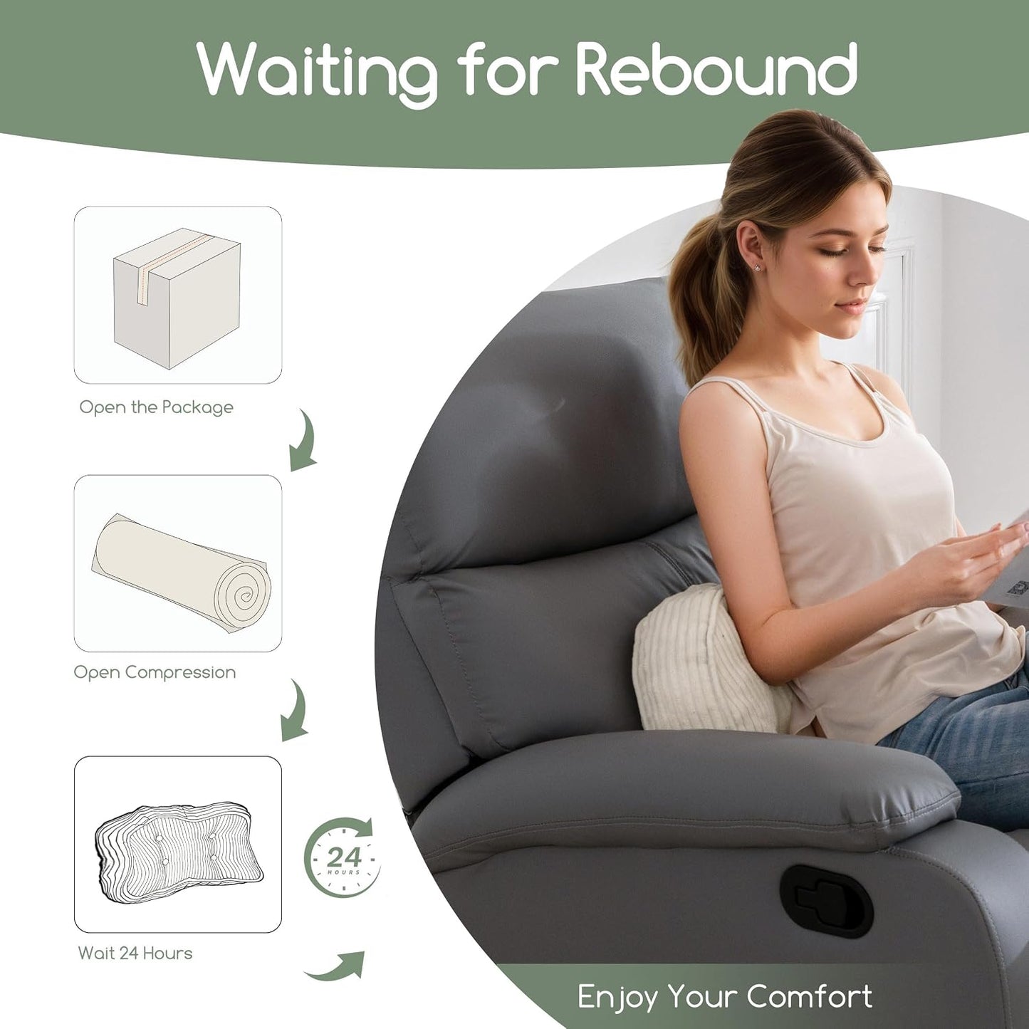 HIGOGOGO Lumbar Support Pillow for Recliner Chair/Accent Chair/Couch/Office Chair, Tufted Corduroy Back Support Cushion for Elderly, Recliner Cushions for Back Rest, Pain Relief, Reading, Dark Grey