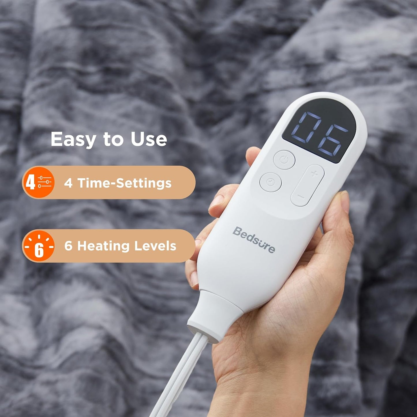 Bedsure Heated Blanket Throw Blanket with Preheat Function - Fast Heating Electric Blanket, Soft Flannel Throw with 6 Time Settings(Up to 10H), 6 Heating Settings, Gifts for Grandma (50"x60", Grey)