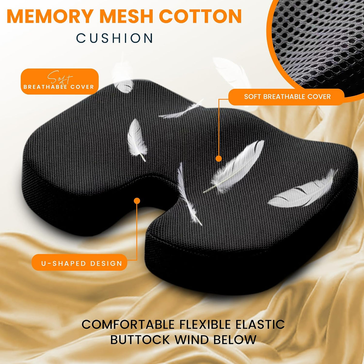 GRAND PITSTOP Seat Cushion Doctors Recommended - Premium Memory Foam Office Chair Cushion for Car, Airplane- Butt Pillow for Long Sitting Hip & Sciatica Pain Relief - Coccyx,Tailbone (Black)
