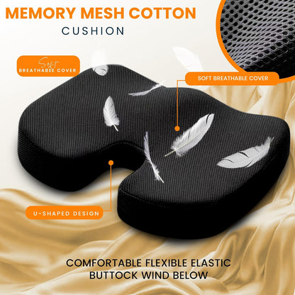 GRAND PITSTOP Seat Cushion Doctors Recommended - Premium Memory Foam Office Chair Cushion for Car, Airplane- Butt Pillow for Long Sitting Hip & Sciatica Pain Relief - Coccyx,Tailbone (Black)