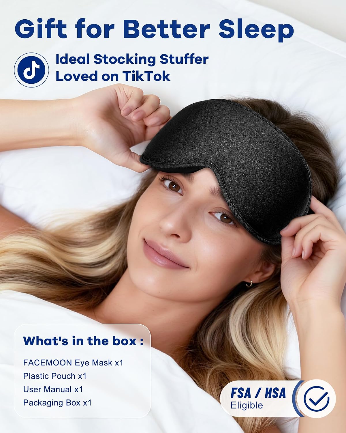 3D Cooling Gel Weighted Eye Mask for Sleeping, 100% Blackout Sleep Mask | FSA Eligible Items HSA, 6oz Gel-Weighted, No Eye Pressure, Cold Relief for Puffy Eyes, Migraines, After Surgery & Travel Gift