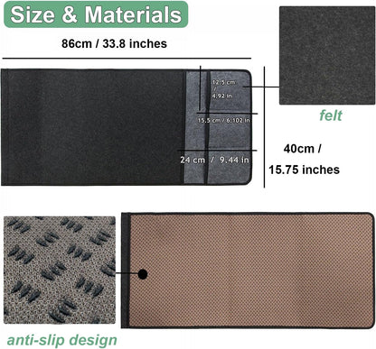 Bedside Caddy, Sofa Caddy, Storage Organizer Pocket for Dorm, Bedroom, 5 Pockets Felt Organizer for Magazine, Remote, Phone, Tablet, Pad, Glasses, Pen, Remote Control (Light Grey-Short)