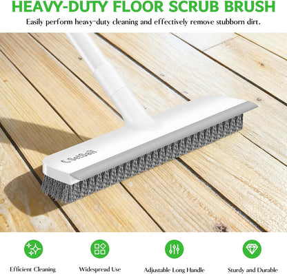 SetSail Floor Scrub Brush with 51-Inch Long Adjustable Handle 2 in 1 Scrape Brush Stiff Bristle Floor Scrubber for Cleaning Shower Bathroom Garage Kitchen Wall Deck Tub Tile | 2 in 1 Scrape Brush Stiff Bristle Floor Scrubber for Cleaning Shower Bathroom