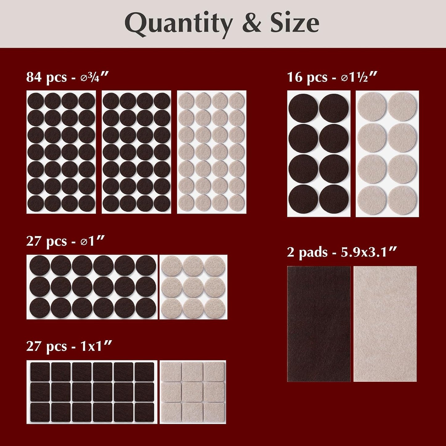Felt Furniture Pads - 156pcs Black - Chair Leg Floor Protectors - Felt Pads | Furniture Sliders for Hardwood Floors, Chair Foot Pads, Furniture Legs, Felt Pads for Chairs, Floor Protectors for Furniture