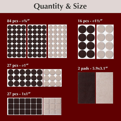 Felt Furniture Pads - 156pcs Black - Chair Leg Floor Protectors - Felt Pads | Furniture Sliders for Hardwood Floors, Chair Foot Pads, Furniture Legs, Felt Pads for Chairs, Floor Protectors for Furniture