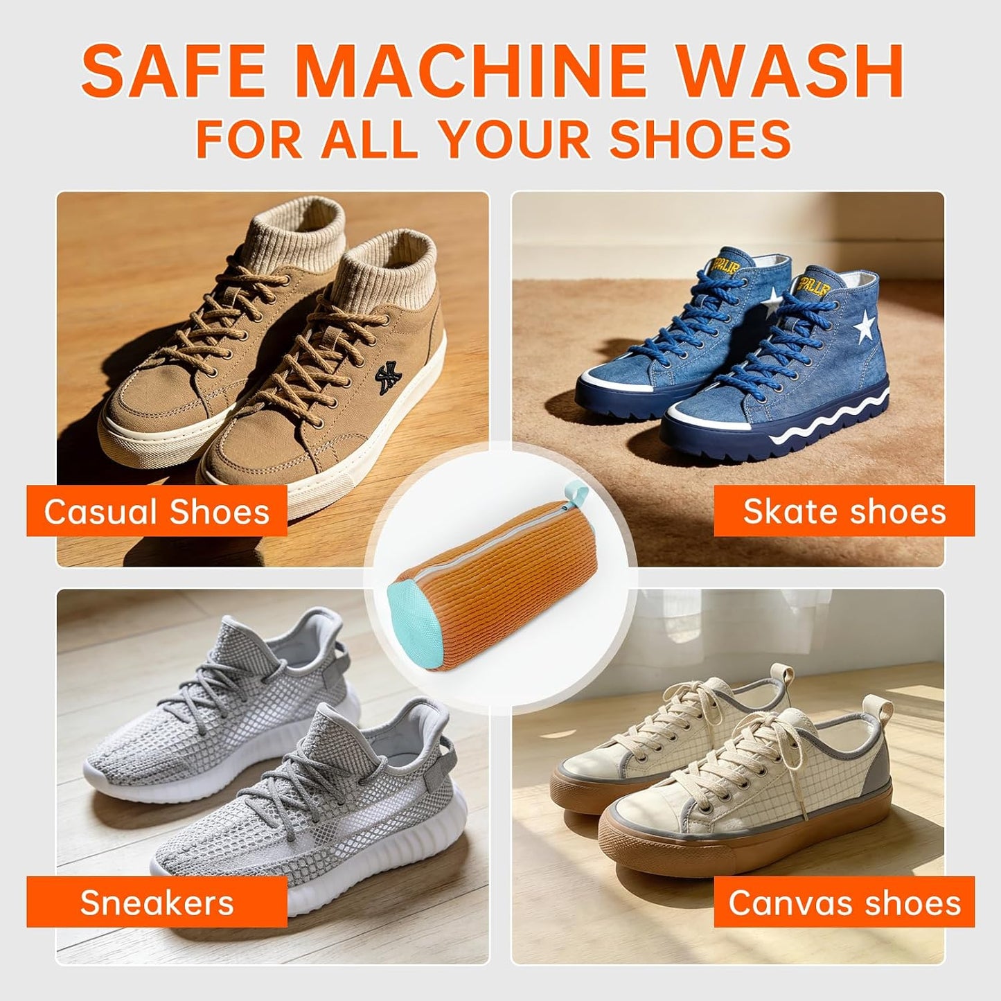 1PCS Blue Shoe Washing Machine Bags for All Shoe Types | Deep Cleaning,Reusable and Durable,Safeguarding Shoes from Scuffs and Deformation,Tear-Resistant Chenille Fabric