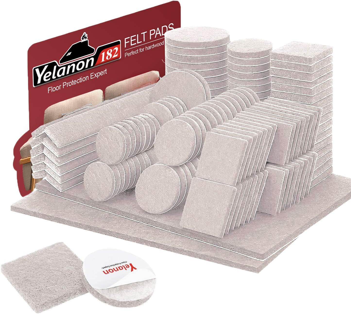 Felt Furniture Pads -182 Pcs Premium Felt Pads for Chair Legs Furniture, Floor Protectors for Hardwood Floors, Black