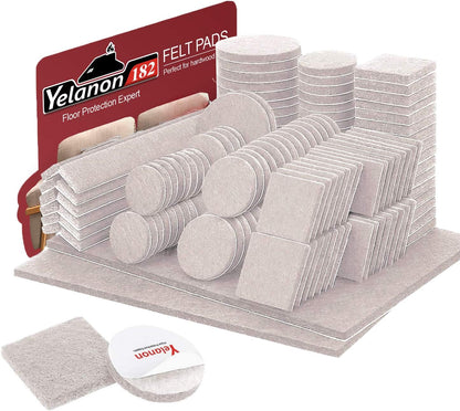 Felt Furniture Pads -182 Pcs Premium Felt Pads for Chair Legs Furniture, Floor Protectors for Hardwood Floors, Black