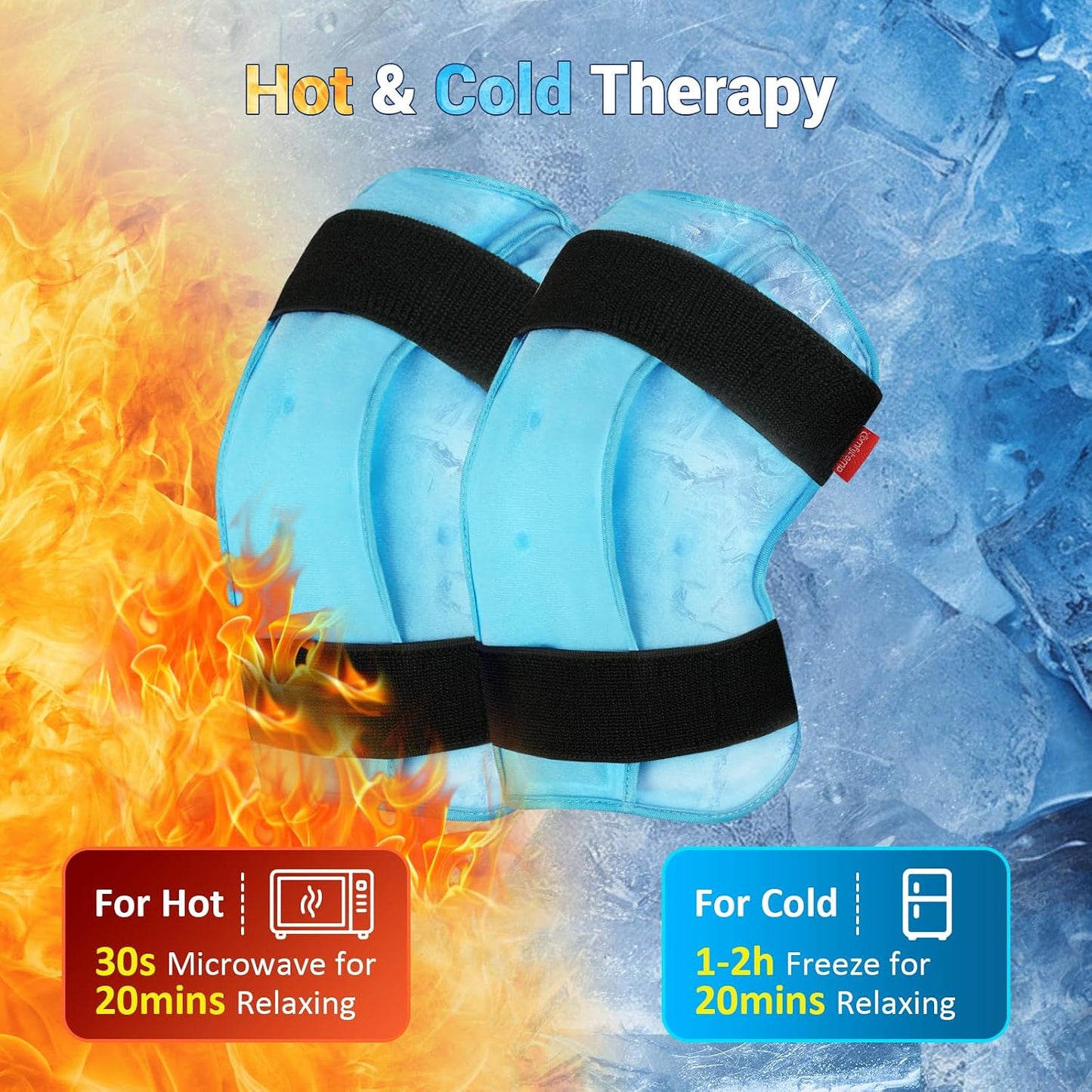 Comfytemp Large Knee Ice Pack Wrap Reusable Gel, FSA Eligible HSA, Full Coverage Knee Cold Compression Brace for Injuries, Pain Relief, Replacement Recovery, Arthritis, Surgery, Women Men Gift