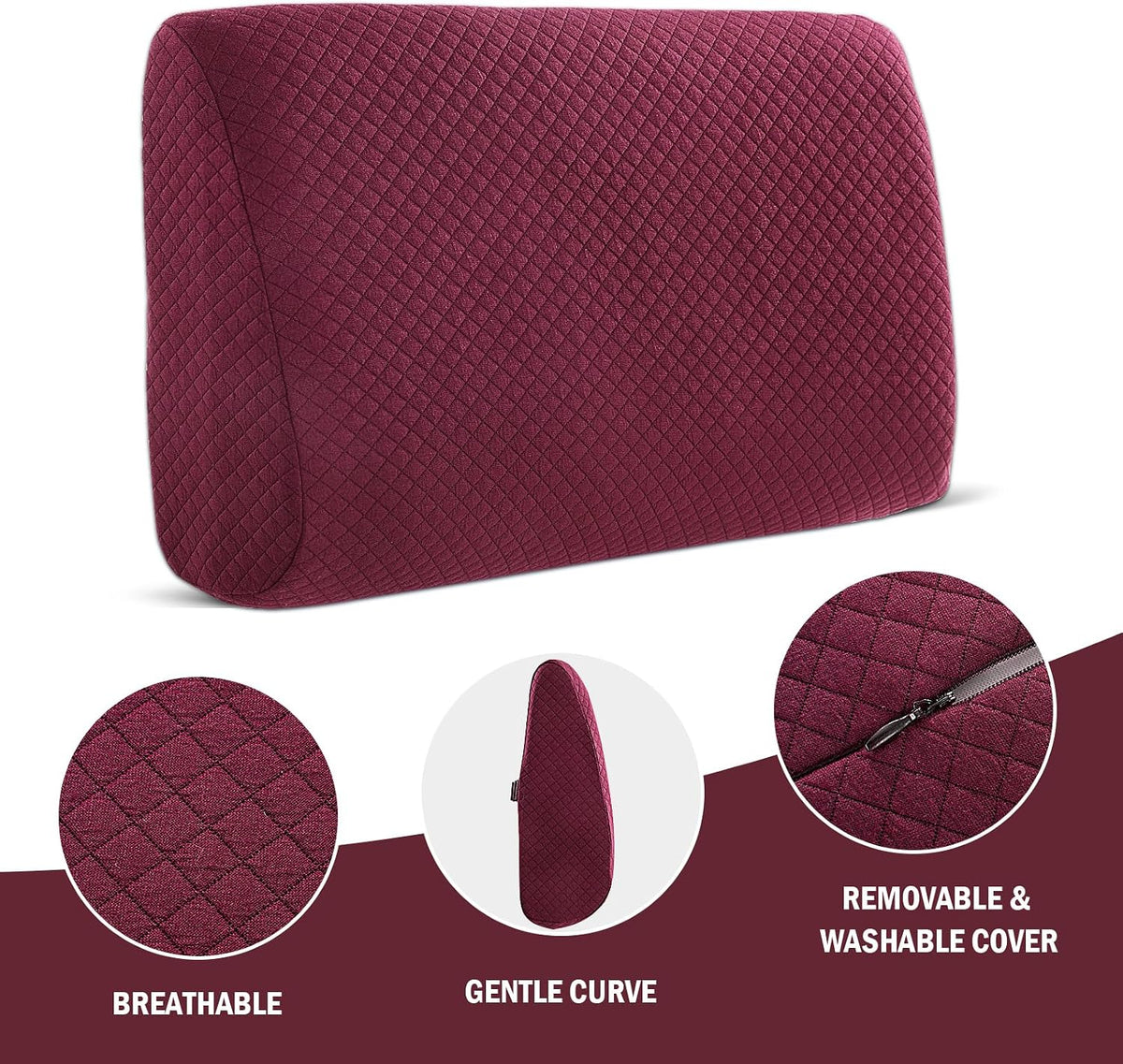 HOMBYS Lumbar Support Pillow for Recliner Chair, Memory Foam Back Support Cushion for Elderly,Extra Large Lumbar Support Pillow,Thick Backrest for Home Reading (Grey, 20“x13.5"x5")