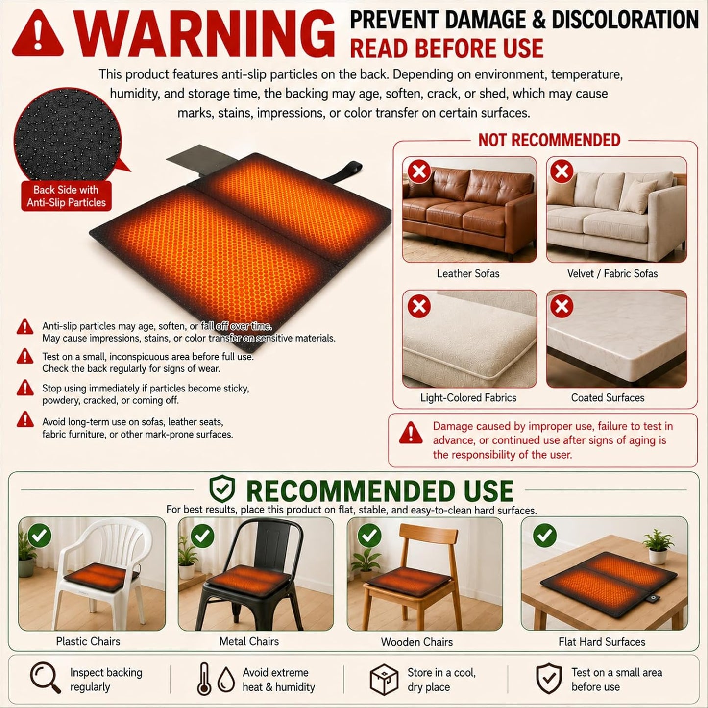 SAVIOR HEAT Heated Seat Cushion 3 Heat Settings 10000mAh | Foldable Office Chair Cushion, Heated Stadium Seats Pad for Home, Camping, Fishing, Office, Yard