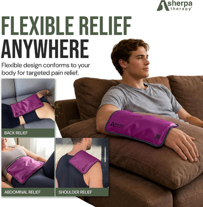 Medium Flexible Gel Ice Packs Reusable - Hot and Cold Soft Ice Packs for Injuries Reusable for Ankle, Arm, Foot, Leg, Back Pain Relief - 8" x 12" - Purple