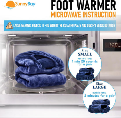 SunnyBay Microwavable Foot Warmer Slippers, Large, Navy Blue