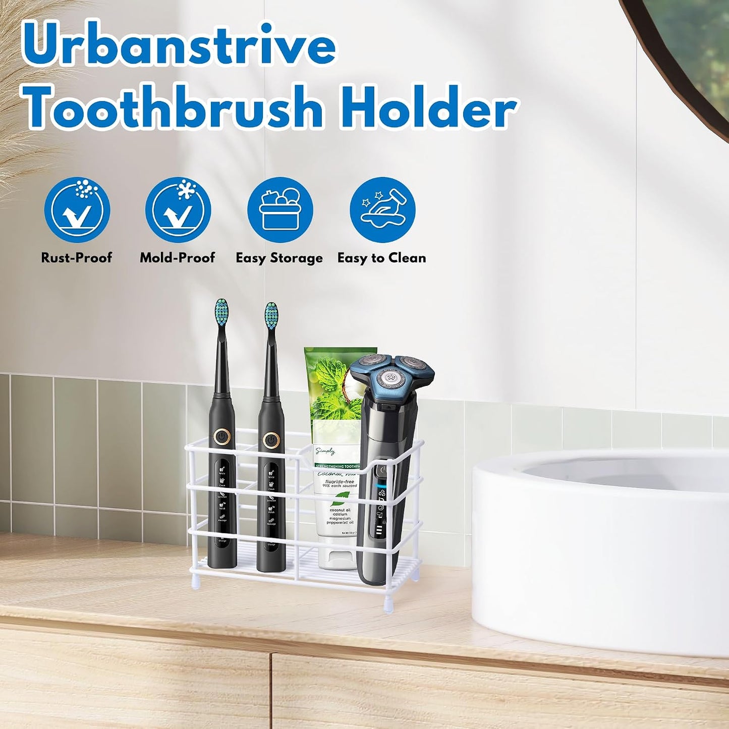 Electric Toothbrush Holders for Bathrooms 304 Stainless Steel Quick Drying | Upgrade Heavy Duty Sturdy Durable Toothpaste Holder Bathroom Organizer Storage Decor Accessories Tooth Brush Holder Caddy
