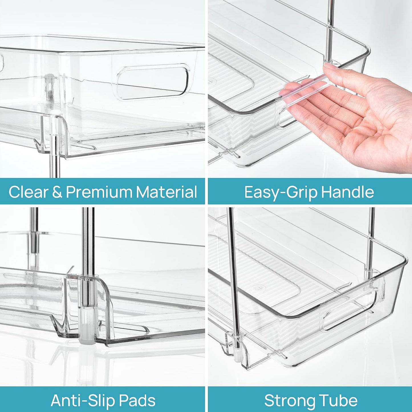 Vtopmart 2 Pack Pull Out Bathroom Under Sink Organizer (S-Standard) | Slide-out drawers, Multi-purpose storage, Clear visibility, Easy Set-up