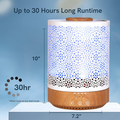 BlueHills 2500 ML Humidifier with Essential Oil Diffuser Combo Aroma Home Décor Design for Large Bed Bath Kids Baby Living Rooms Big Capacity LED Lights Scent Ultrasonic Cool Mist Wood Grain F006
