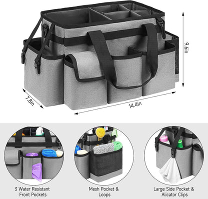 Cleaning Caddy Bag,Large Cleaning Supplies Organizer with Handle for Housekeepers,Purple
