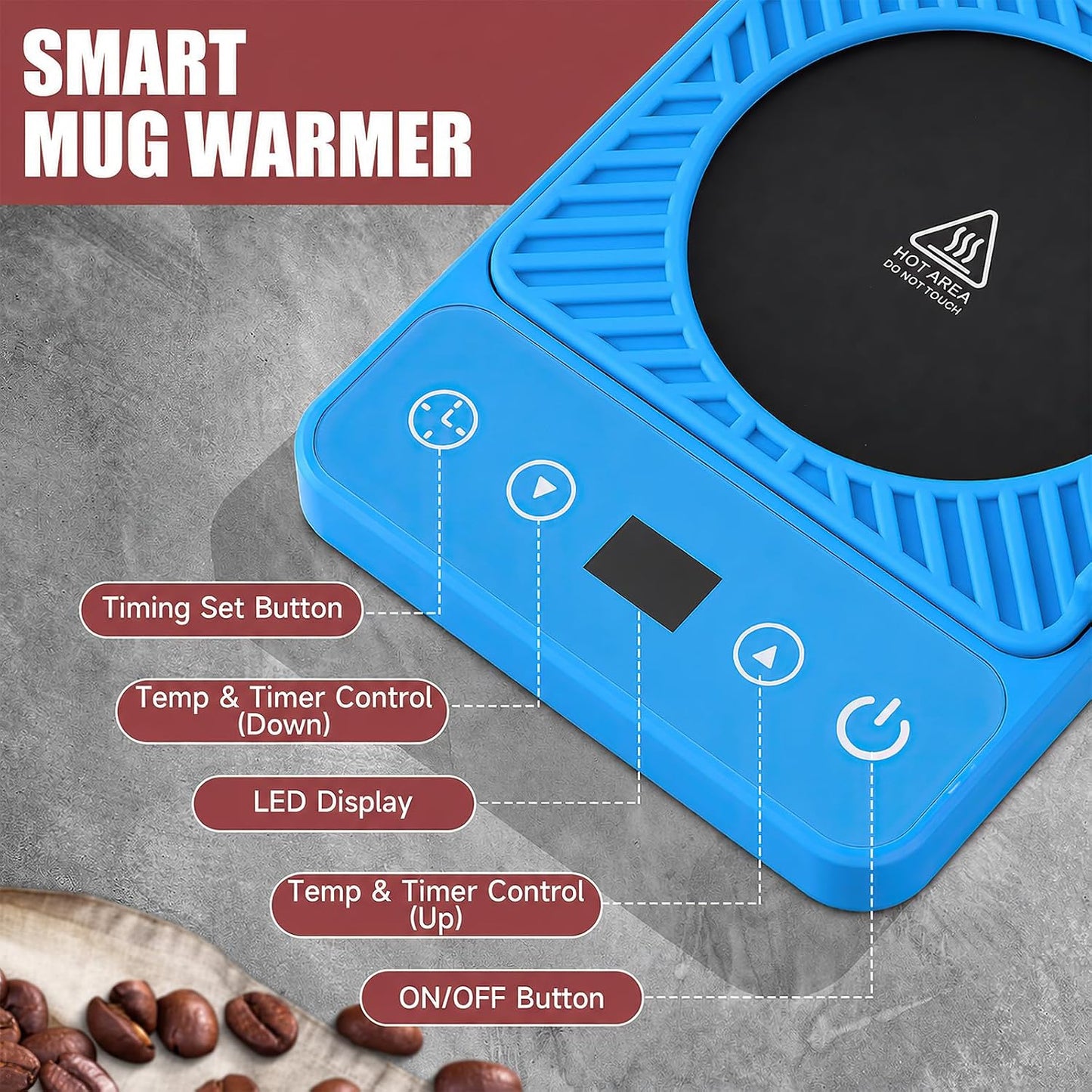 Mug Warmer - Electric Coffee Mug Warmer with Timer,Coffee Cup Warmer for Desk Auto Shut Off,Smart 6-Temperature Control, Coffee Accessories for Coffee Lovers, White | Coffee Cup Warmer for Desk Auto Shut Off,Smart 6-Temperature Control, Coffee
