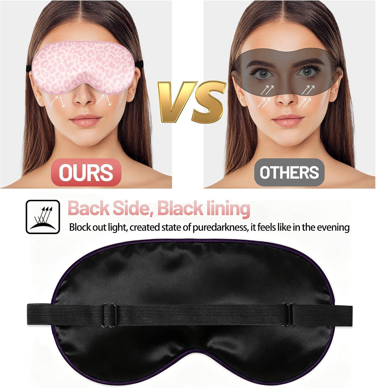 Silk Sleep Mask, Blackout Eye Mask for Sleeping with Adjustable Strap